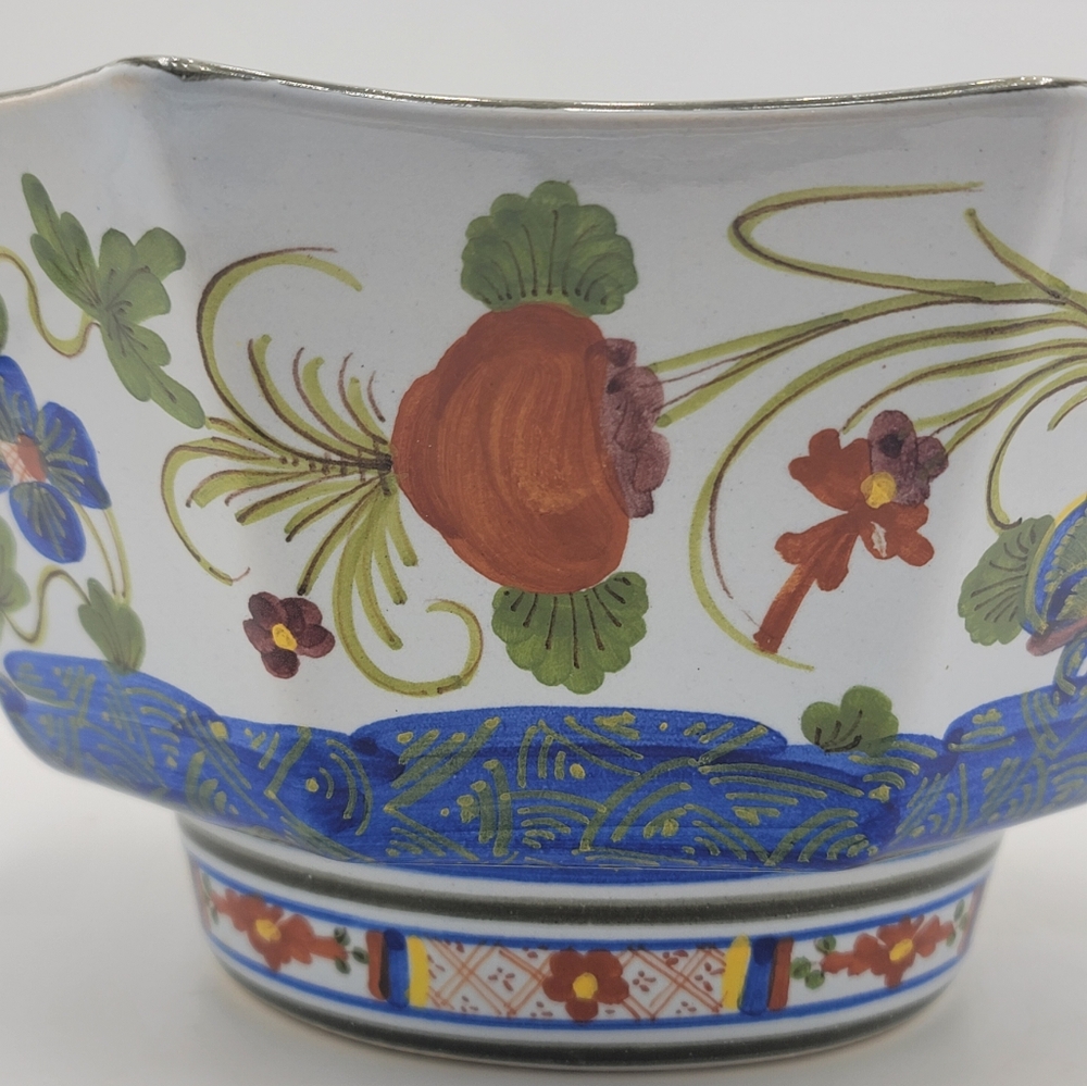 Taste Setter Sigma Italy Hand Painted Floral Octagon Bowl 5" Ceramic Vintage - Picture 9 of 16